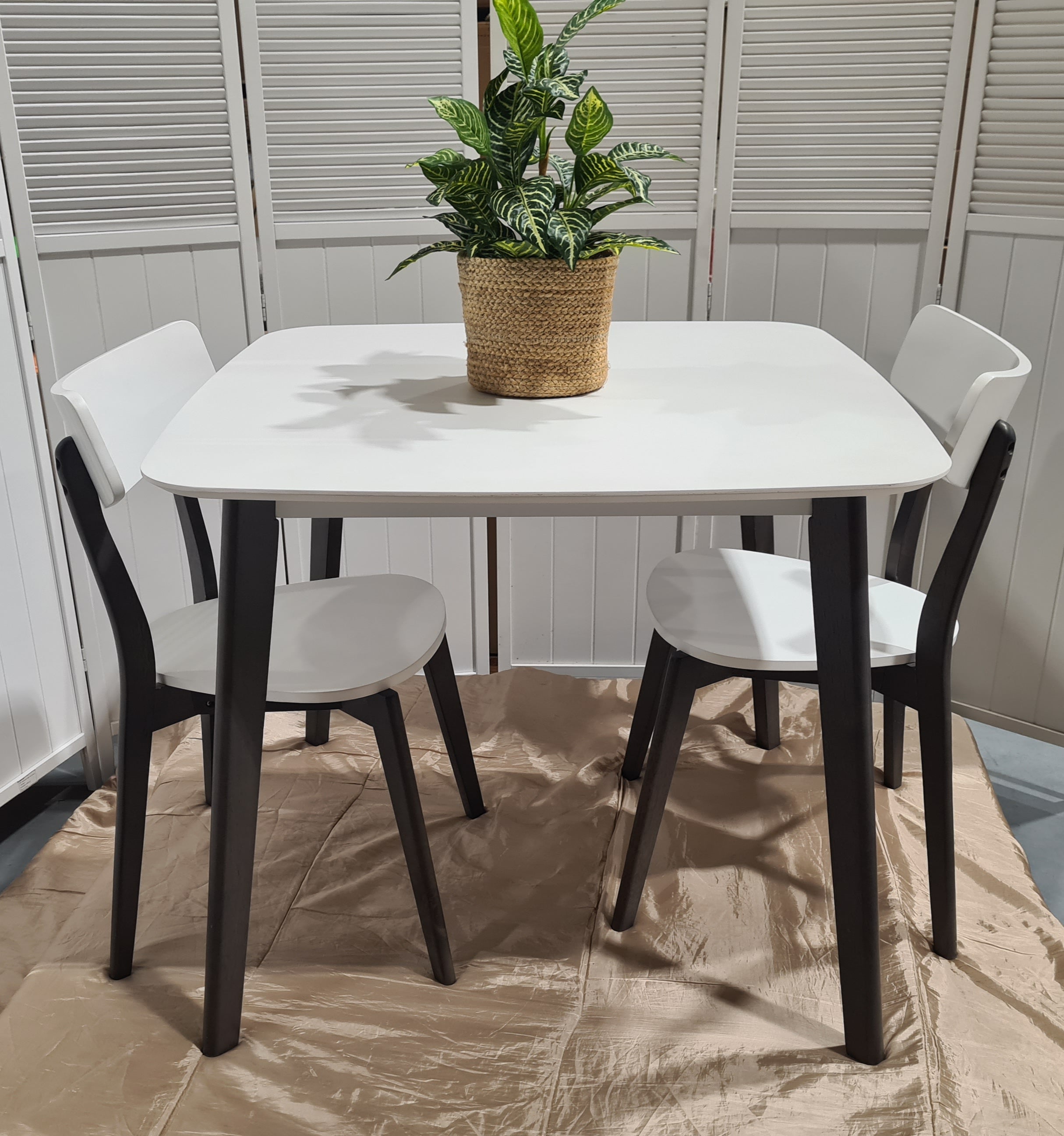 White Top Square Dining Table // Dark legs - $ / week (6 week hire)