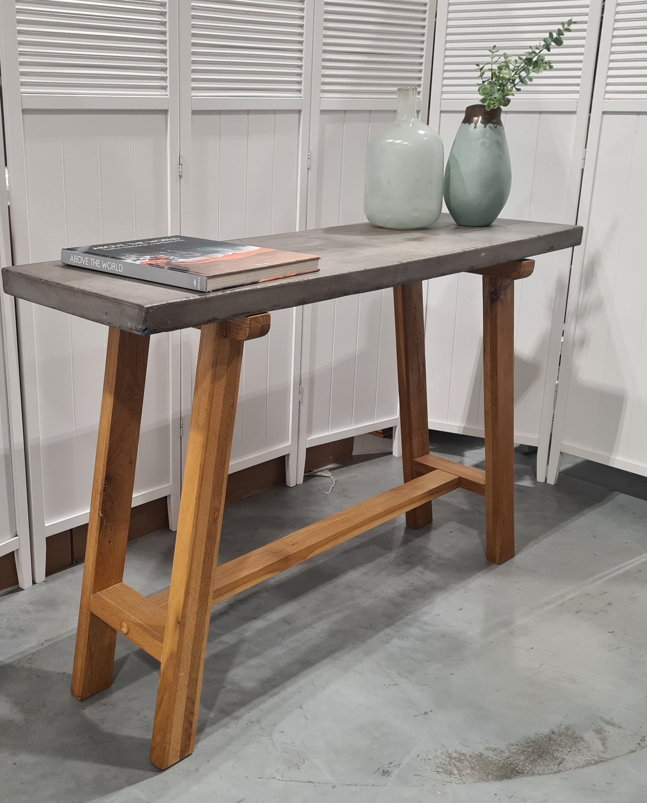 Modern Polished Concrete Console Table  - $5 / week (6 week hire)