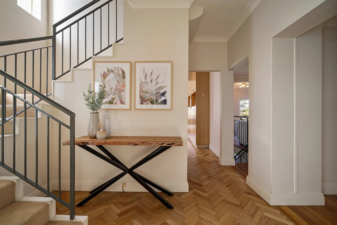 Acacia Live Edge Timber Console Table - $30 / week (6 week hire)