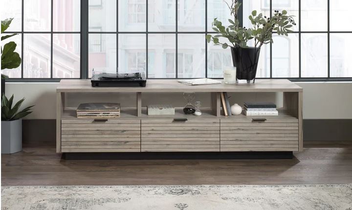 Grey Wood Entertainment Unit - $30 / week (6 week hire)