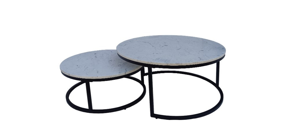 Marble and Black Coffee Table (Set of 2) - $25 / week (6 week hire)