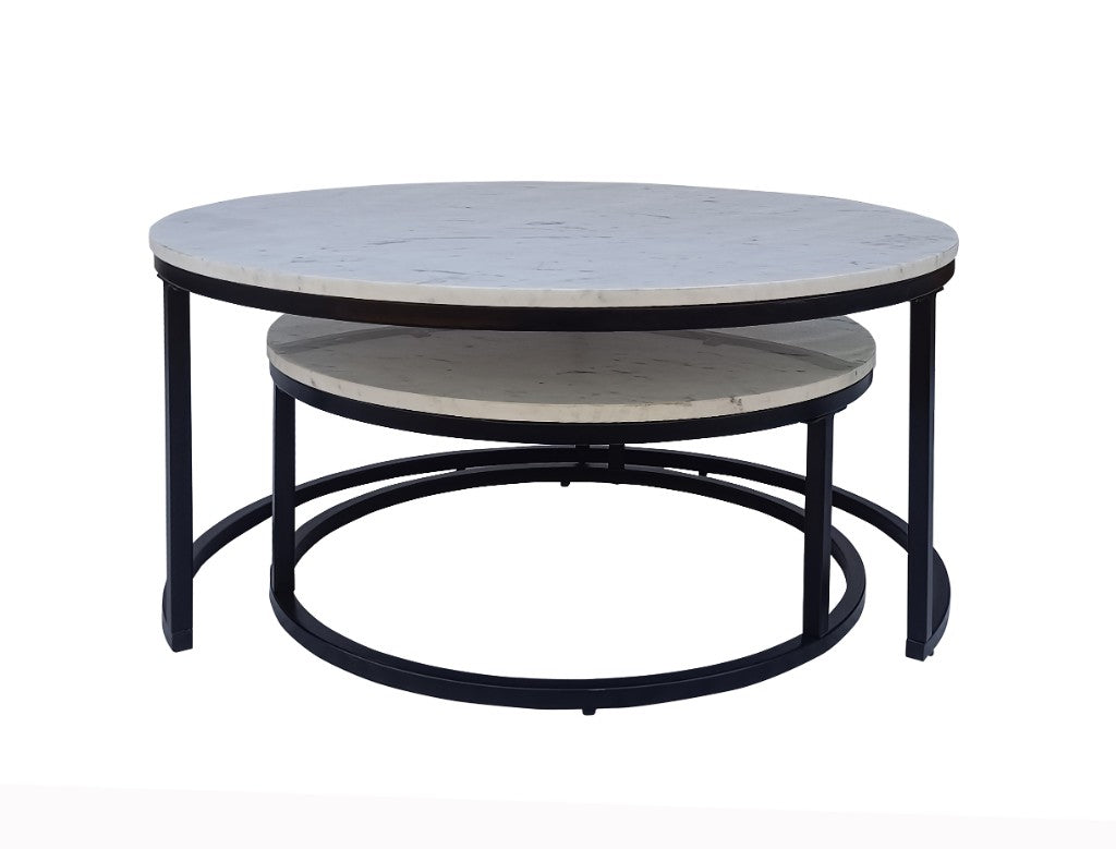 Marble and Black Coffee Table (Set of 2) - $25 / week (6 week hire)
