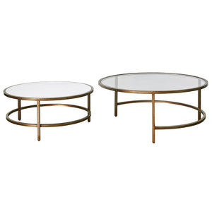 Antique Gold Duo Coffee Table Set (Set of 2) - $35 / week (6 week hire)