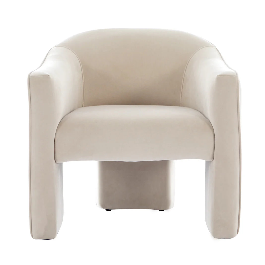 Melino Curved Cream Accent Chair - $25 / week (6 week hire)